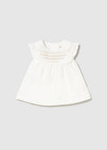 Mayoral Baby Girl Ivory & Beige Smocked Cotton Dress