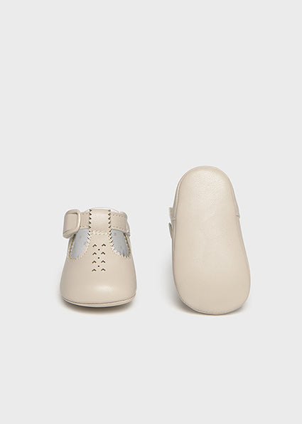 Mayoral Baby Beige T Bar Pram Shoes
