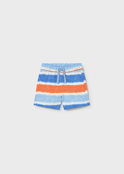 Mayoral Boys Blue, White & Orange Stripe Cotton Shorts Set