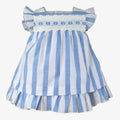 Miranda Baby Girl Blue & White Stripe Cotton Dress