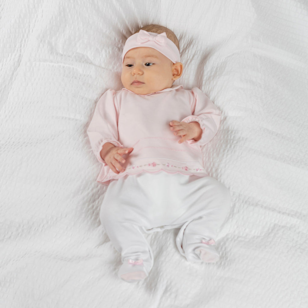 Emile et Rose Betty Baby Girl Pink & Ivory Babygrow & Headband