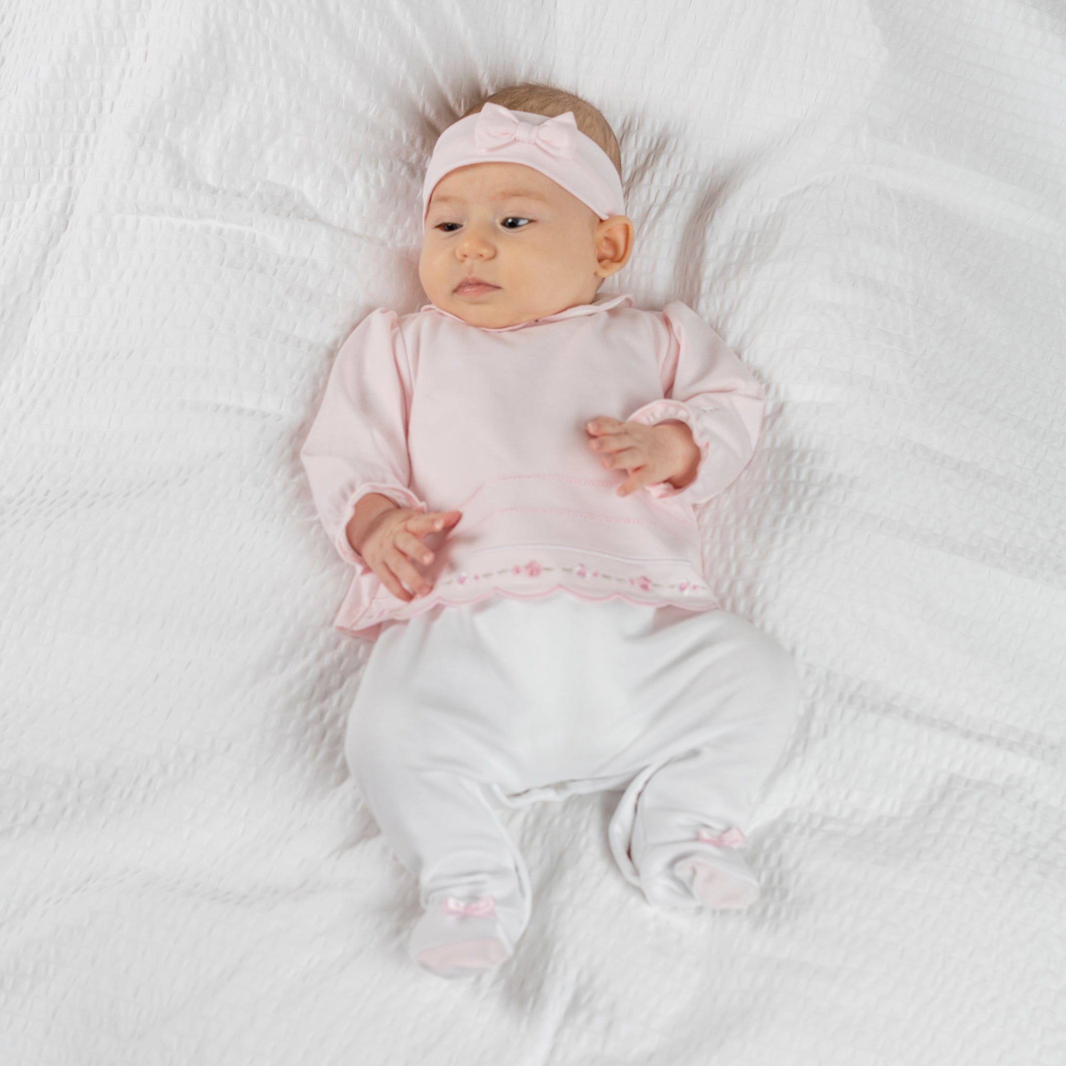 Emile et Rose Betty Baby Girl Pink & Ivory Babygrow & Headband