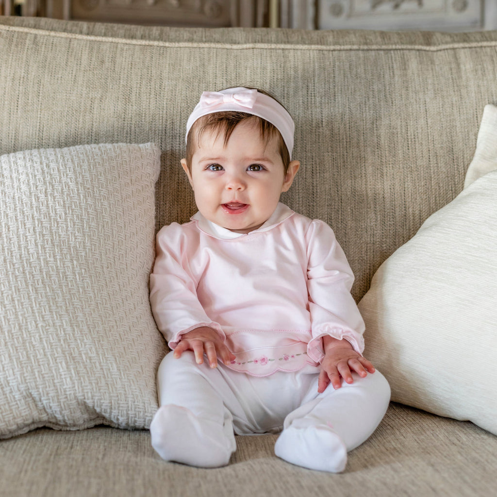 Emile et Rose Betty Baby Girl Pink & Ivory Babygrow & Headband