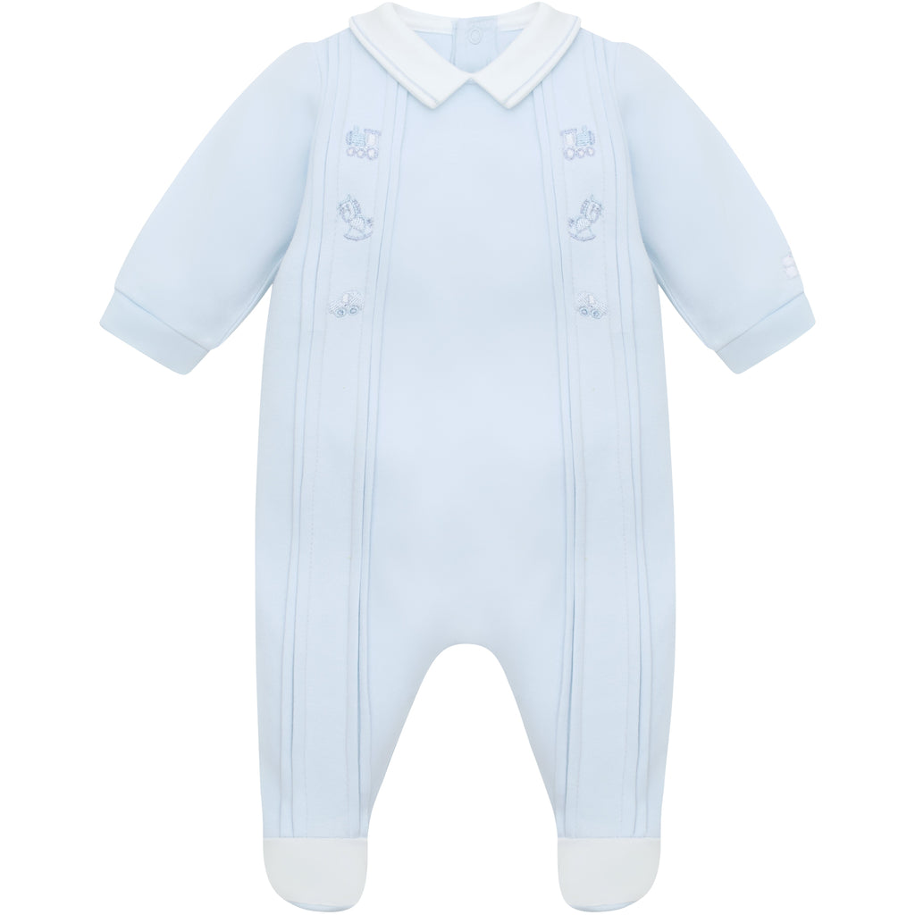 Emile et Rose Lewis Baby Boy Blue Toy Embroidery Cotton Babygrow