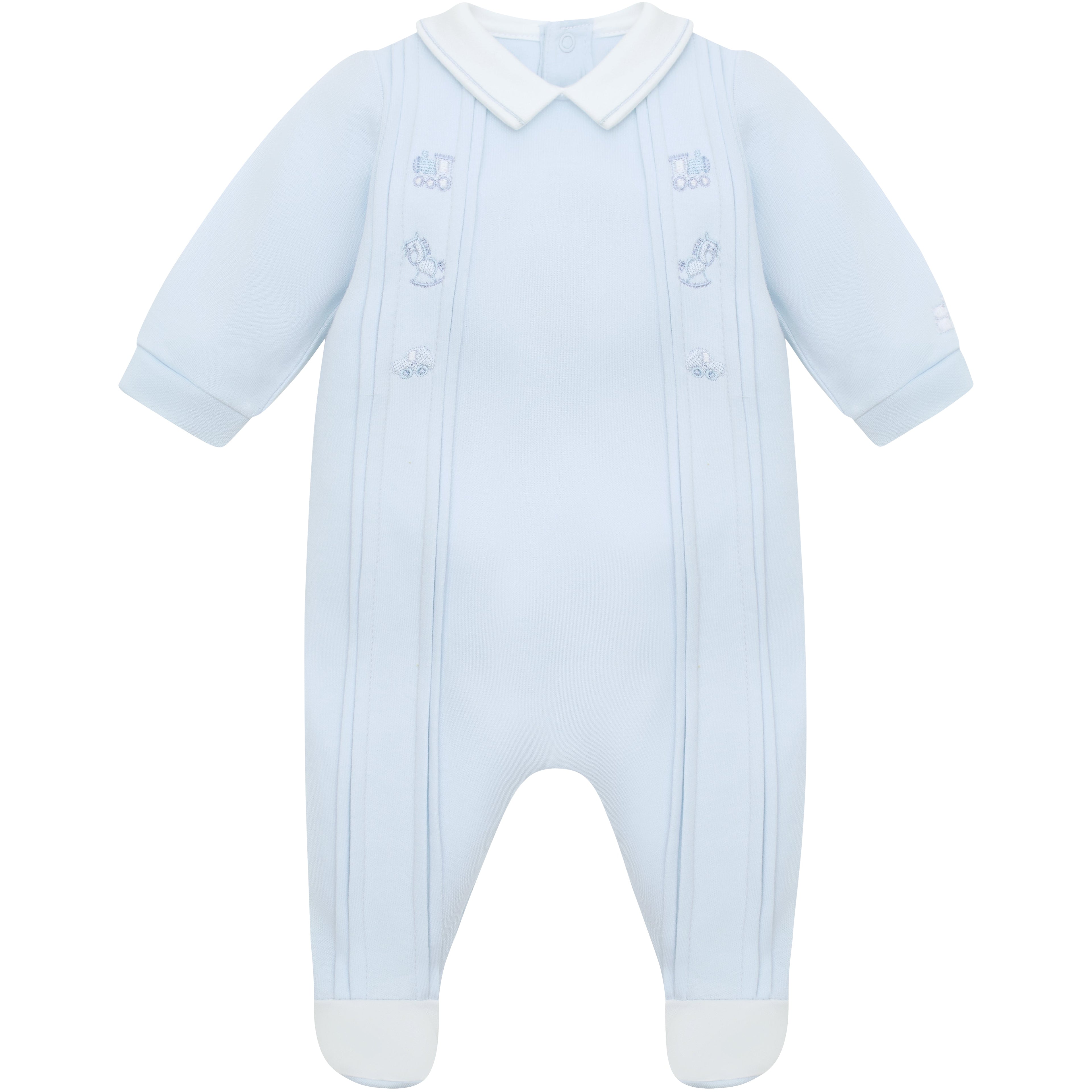 Emile et Rose Lewis Baby Boy Blue Toy Embroidery Cotton Babygrow