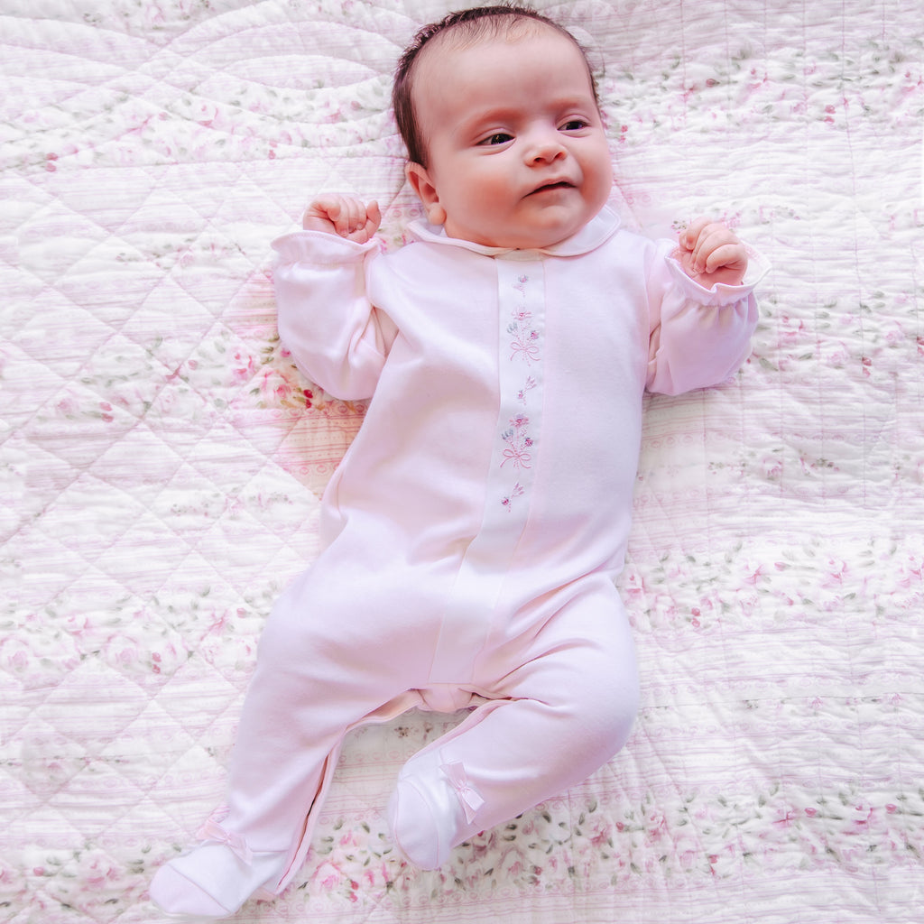 Emile et Rose Loretta Baby Girl Pink Cotton Babygrow & Hat Set