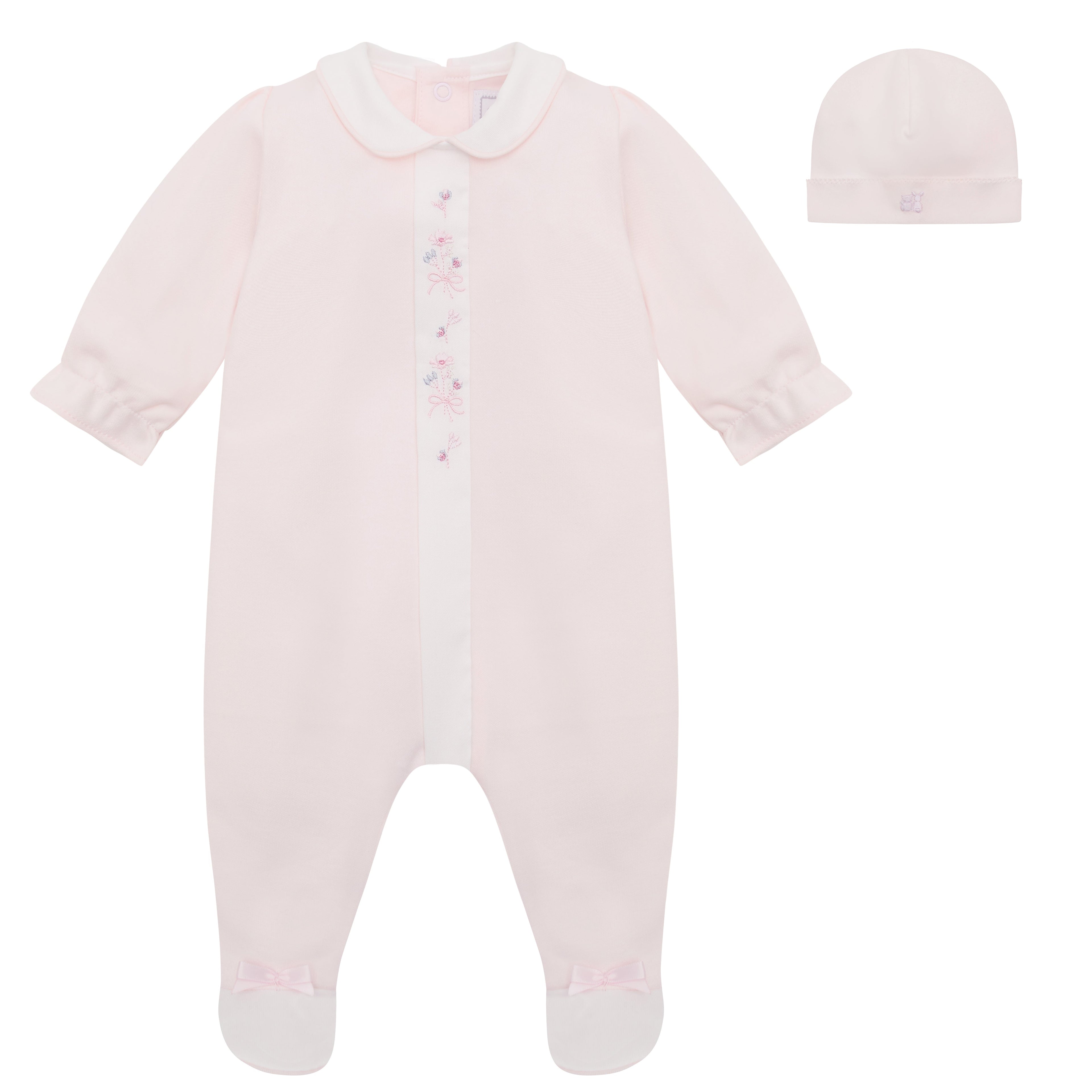Emile et Rose Loretta Baby Girl Pink Cotton Babygrow & Hat Set