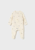 Mayoral Baby Boy Ivory & Blue Velour Babygrow