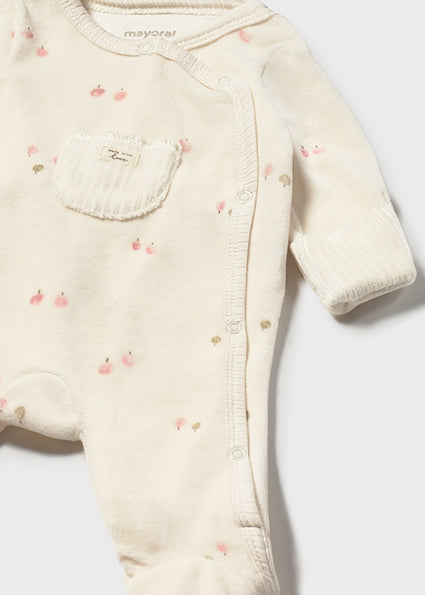 Mayoral Baby Boy Ivory & Blue Velour Babygrow