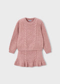 Mayoral Girls Pink Knitted Skirt Set