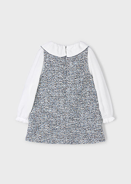 Mayoral Girls Navy Tweed Dress