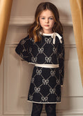 Abel & Lula Girls Black & Gold Bow Pattern Skirt Set
