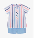 Miranda Baby Boy Blue & Neon Stripe Cotton Shorts Set