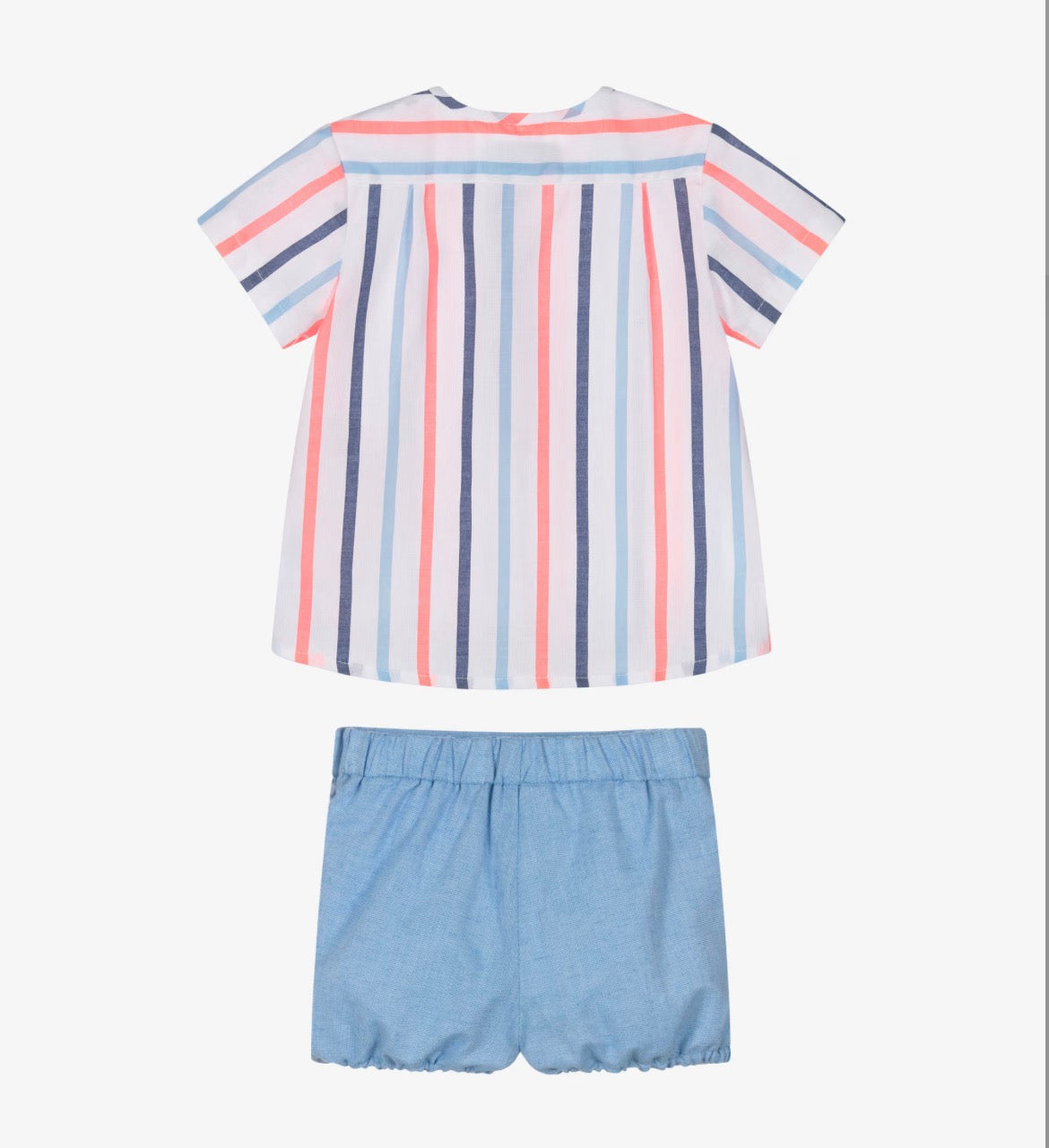 Miranda Baby Boy Blue & Neon Stripe Cotton Shorts Set
