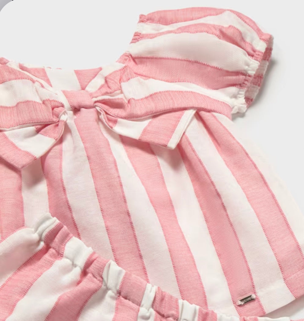 Mayoral Girls Pink Striped Shorts Set