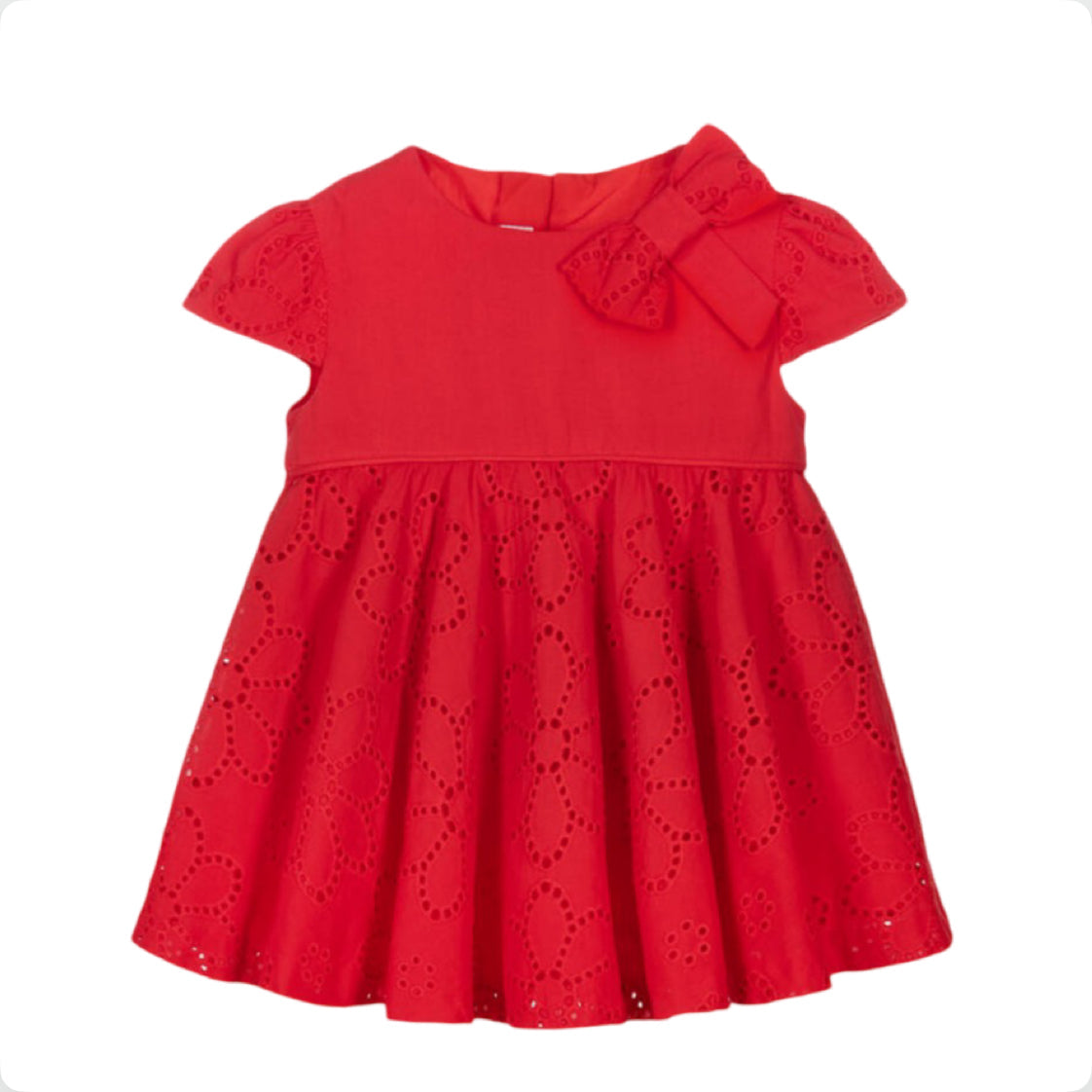 Miranda Baby Girls Red Cotton Anglaise Dress