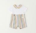 Minibanda Baby Boy White & Beige Romper