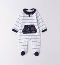 Minibanda Baby Boy Blue & White Stripe Cotton Babygrow