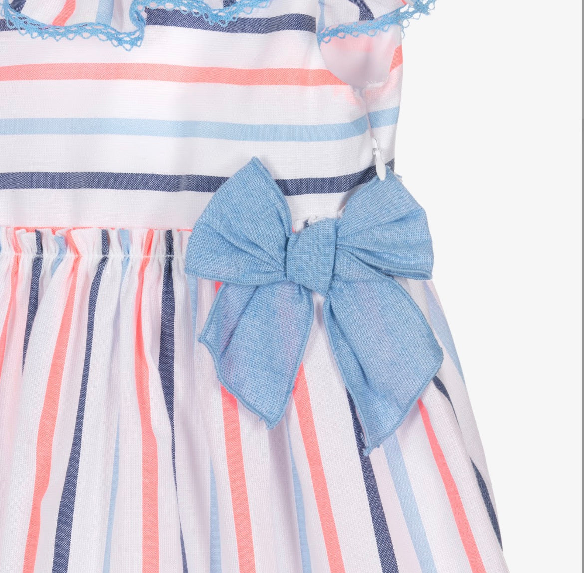 Miranda Girls Blue & Neon Striped Cotton Dress