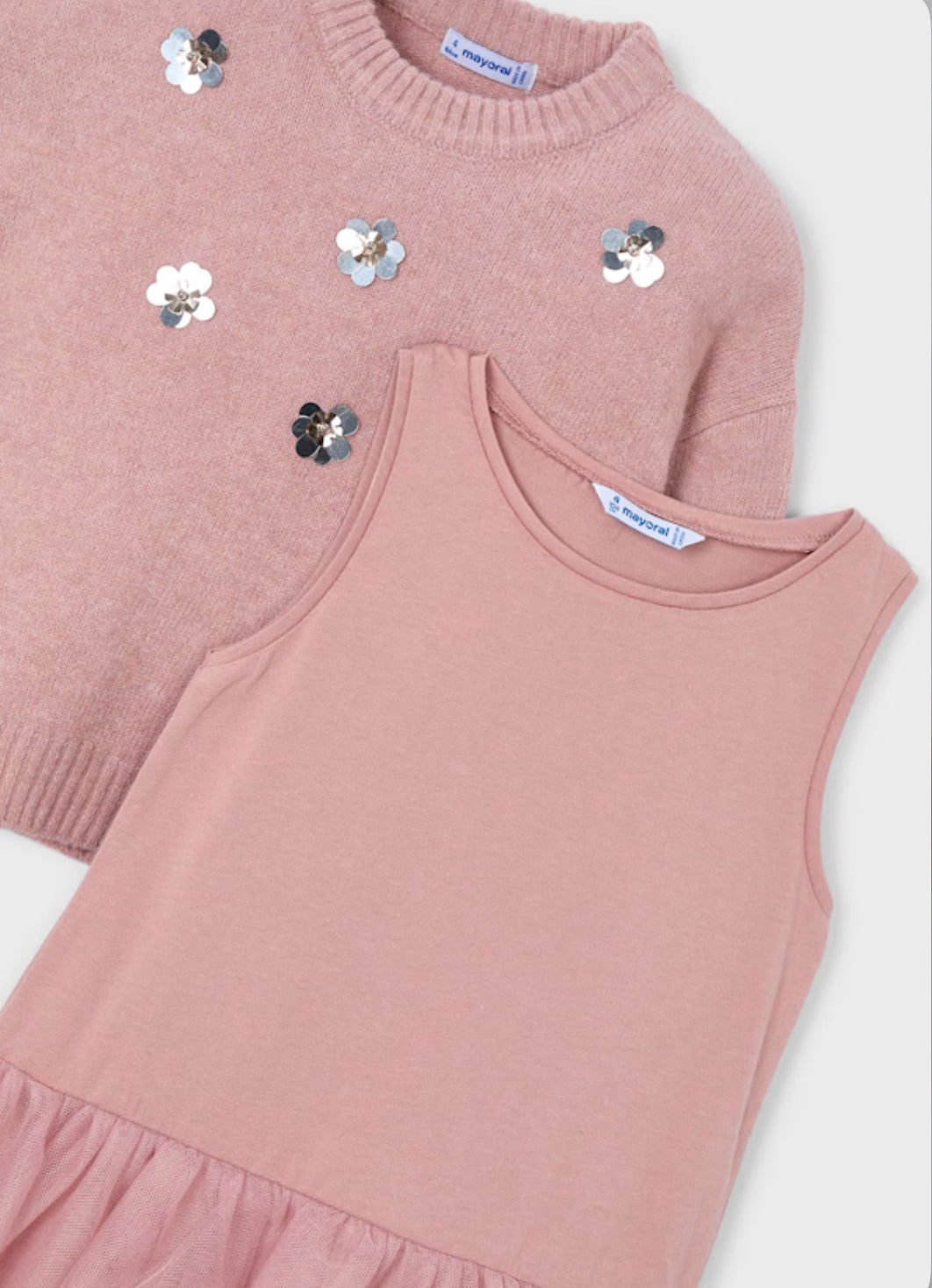 Mayoral Girls Pink Sparkly Dress Set