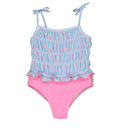 Paper Boat Girls Pink & Blue Ruched Swimming Costume