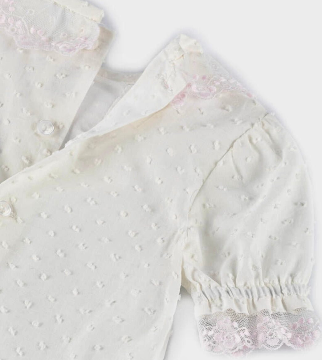 Miranda Baby Girl Pink & Ivory Cotton Shorts Set