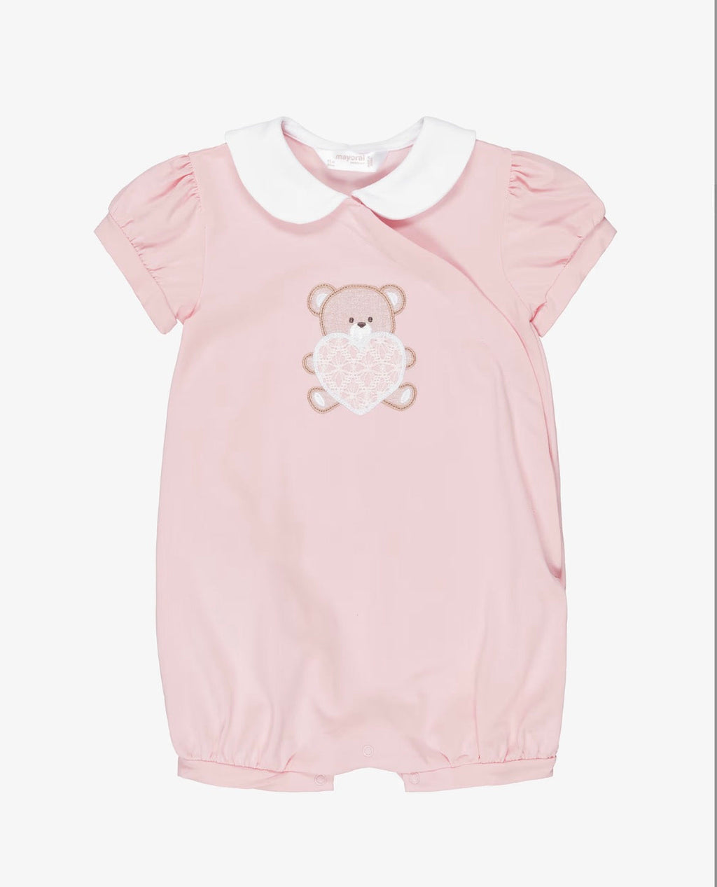 Mayoral Baby Girls Pink & Ivory Cotton Teddy Bear Print Rompers (2 Pack)