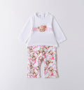 Minibanda Baby Girl Pink & Ivory Teddy Motif Legging Set