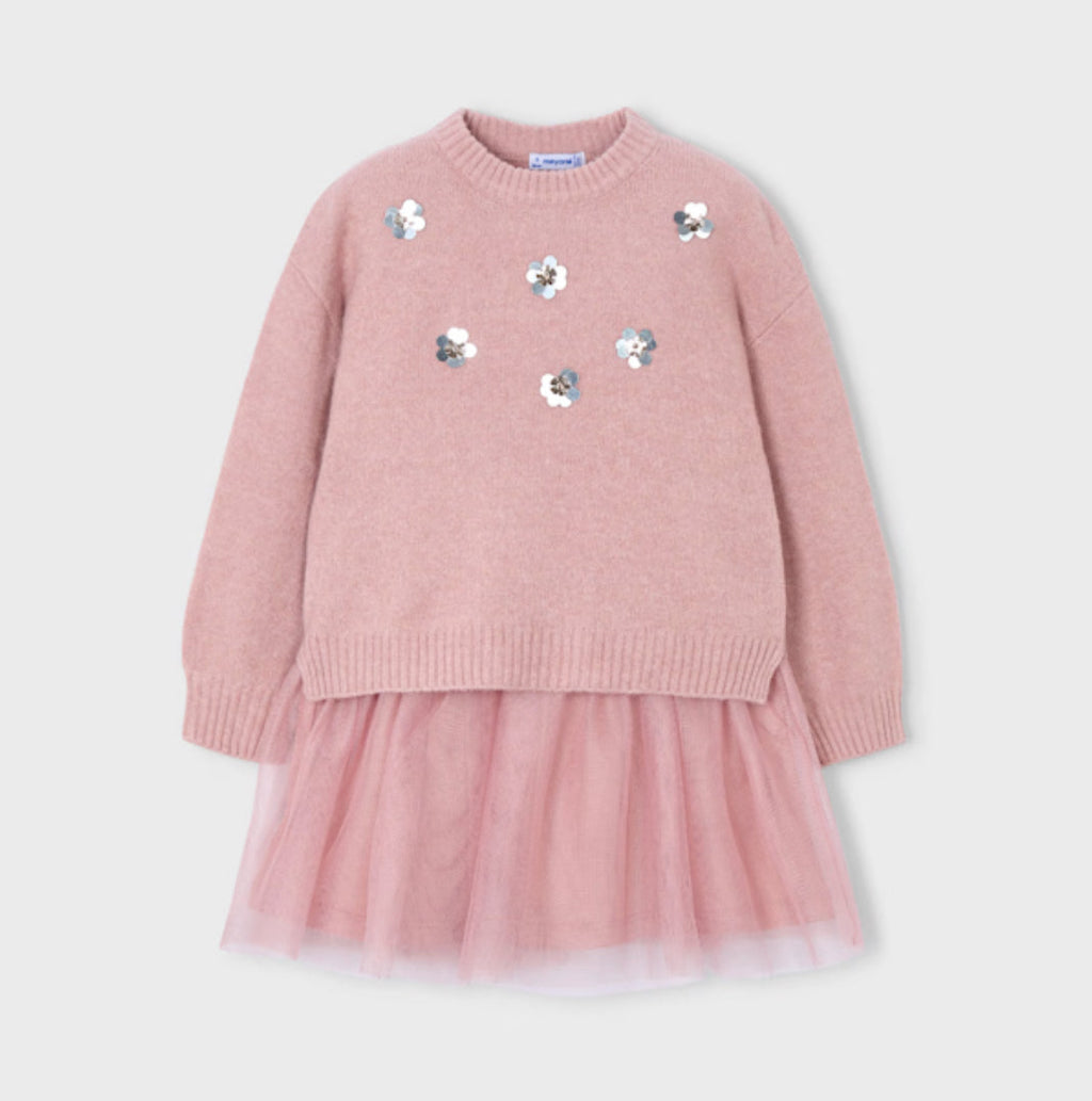 Mayoral Girls Pink Sparkly Dress Set