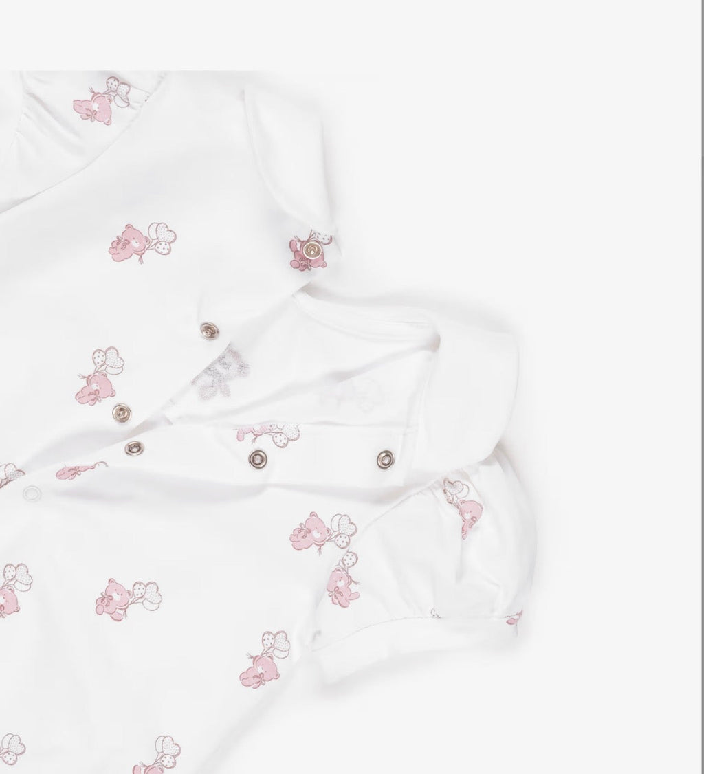 Mayoral Baby Girls Pink & Ivory Cotton Teddy Bear Print Rompers (2 Pack)