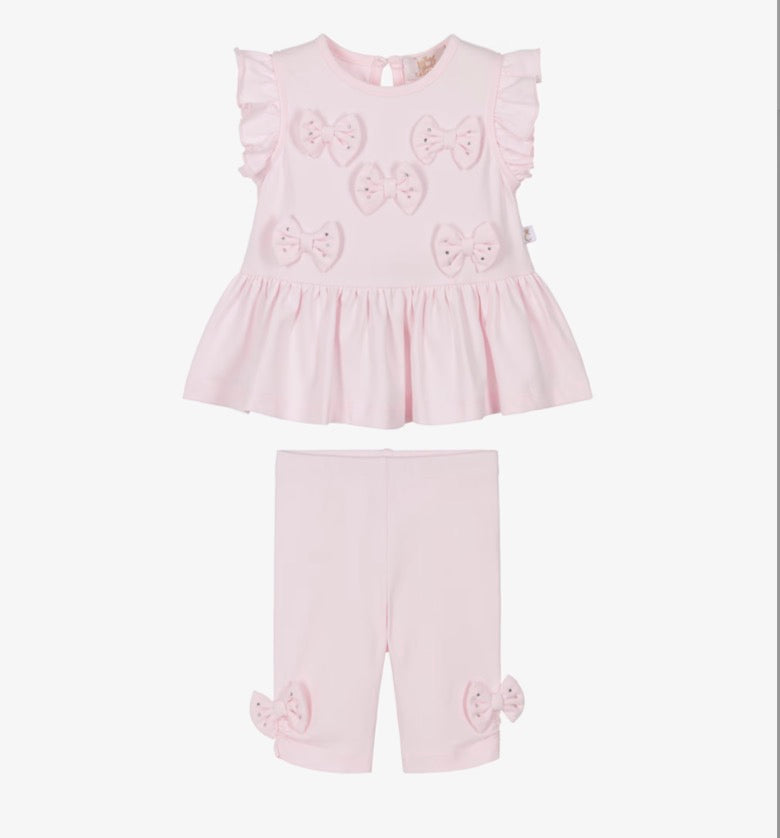 Caramelo Kids Baby Girl Pink Bow Cotton Legging Set