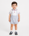 Pretty Originals Baby Boy White & Blue Striped Outfit